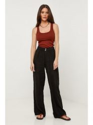 Le Monde du Lin Lniane spodnie w kolorze czarnym rozmiar: 40/42. Czarne spodnie materiałowe Le Monde du Lin, bez wzorów, ze lnu. Za 143.99 zł.