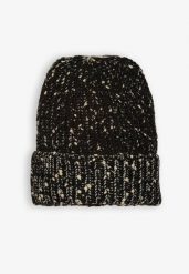 Czarna Czapka z Wiskozą Ozdobiona Pomponem z Prążkowanego Materiału Temizelle. Czarne czapki Renee, bez wzorów, prążkowane. Za 24.99 zł.