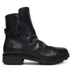 Botki Fly London. Czarne botki Fly London, bez wzorów, bez obcasa, na płaskiej podeszwie, bez zapięcia. Za 569.99 zł.