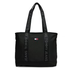 Torebka Tommy Jeans. Czarne shopper Tommy Jeans, bez wzorów, z jeansu, bez dodatków. Za 349.99 zł.