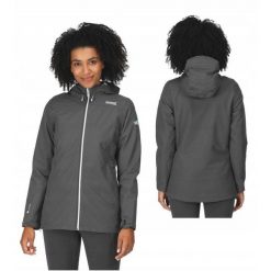 Kurtka przeciwdeszczowa dla kobiet Regatta Hamara III. Szare kurtki sportowe Regatta, bez wzorów, bez kaptura, trekkingowe. Za 229.99 zł.