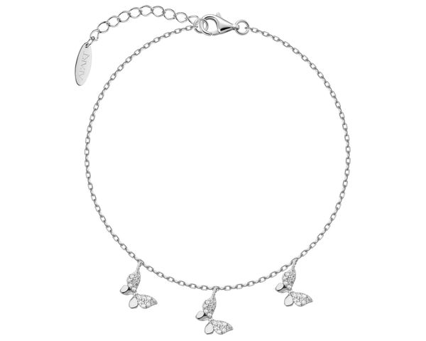 Bransoletka srebrna z cyrkoniami - motyle. Szare bransoletki Apart, z cyrkonią, srebrne. Za 149.00 zł.