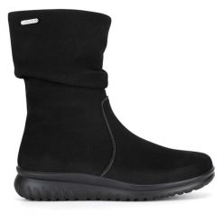 Botki Go Soft. Czarne botki GO SOFT, bez wzorów, bez obcasa, na płaskiej podeszwie, bez zapięcia. Za 229.99 zł.