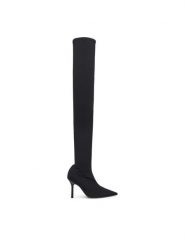 Patrizia Pepe Kozaki 8Y0127 J346 Czarny. Czarne kozaki Patrizia Pepe, z materiału, bez obcasa, na szpilce, bez zapięcia. Za 2,329.00 zł.