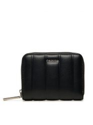 Calvin Klein Mały Portfel Damski Line Quilt Medium Zip Around K60K613066 Czarny. Czarne portfele Calvin Klein, bez wzorów, ze skóry. Za 199.99 zł.