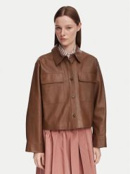 Weekend Max Mara Kurtka skórzana Piovra 2625446021 Brązowy Regular Fit. Brązowe kurtki Weekend Max Mara, bez wzorów, ze skóry, bez kaptura. Za 2,529.00 zł.