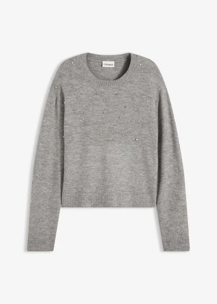 Sweter o pudełkowym kroju. Czarne swetry bonprix, bez wzorów, bez ramiączek. Za 107.99 zł.