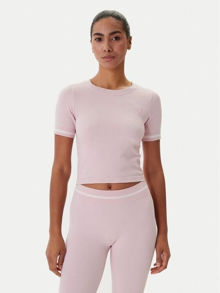 Guess T-Shirt V6RP02 Z4692 Różowy Slim Fit. Czerwone t-shirty Guess, s, z aplikacjami, z syntetyku, bez kołnierzyka, bez ramiączek. Za 239.99 zł.