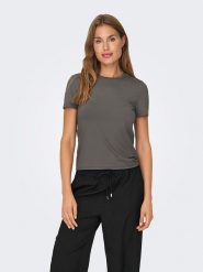 ONLY Koszulka w kolorze antracytowym rozmiar: XS. Czarne bluzki Only, xs, bez wzorów, bez kołnierzyka, bez ramiączek. Za 32.98 zł.
