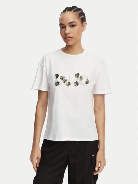 Liu Jo T-Shirt WA6238 JS923 Biały Regular Fit. Białe t-shirty Liu Jo, s, bez wzorów, z bawełny, bez kołnierzyka, bez ramiączek. Za 178.99 zł.