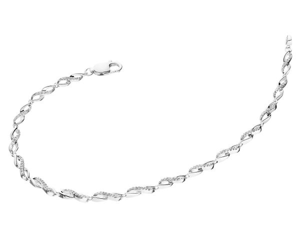 Bransoletka z białego złota z diamentami - 18 cm - 0,17 ct - próba 375. Białe bransoletki Apart, z diamentem, złote. Za 3,890.00 zł.