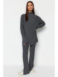 Trendyol 2-częściowy zestaw w kolorze antracytowym rozmiar: L. Czarne swetry Trendyol, l, bez wzorów, ze splotem, bez ramiączek. Za 78.99 zł.