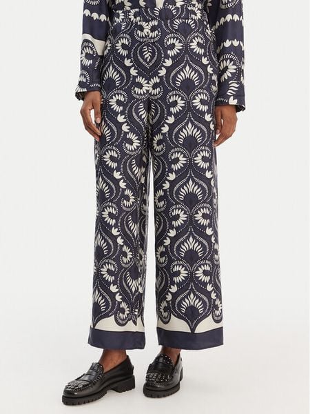 Weekend Max Mara Spodnie materiałowe Ottico 2615131011 Granatowy Wide Leg. Niebieskie spodnie materiałowe Weekend Max Mara, bez wzorów, z jedwabiu. Za 1,489.00 zł.