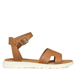 Sandały Geox. Brązowe sandały Geox, bez wzorów, bez obcasa, na płaskiej podeszwie, bez zapięcia. Za 329.99 zł.