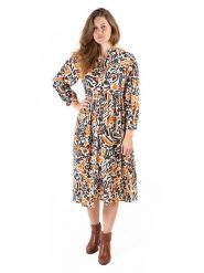 Isla Bonita by SIGRIS Sukienka w kolorze kremowo-czarnym rozmiar: XL. Brązowe sukienki Isla Bonita by SIGRIS, xl, bez wzorów, z bawełny, bez kołnierzyka, bez ramiączek, midi. Za 202.50 zł.