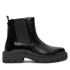 Botki Caprice. Czarne botki Caprice, bez wzorów, bez obcasa, na płaskiej podeszwie, bez zapięcia. Za 299.99 zł.
