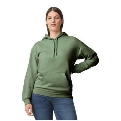 Bluza Z Kapturem Dla Dorosłych Unisex Softstyle Fleece Midweight. Zielone bluzy GILDAN, l, bez wzorów, z bawełny, z kapturem. Za 204.99 zł.