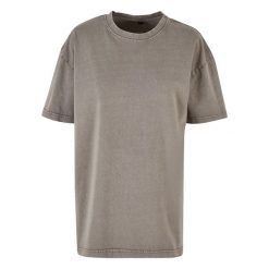 Koszulka Damska Acid Wash Oversized T-shirt. Szare t-shirty BUILD YOUR BRAND, xl, bez wzorów, bez kołnierzyka, bez ramiączek. Za 88.99 zł.