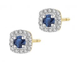 Kolczyki z żółtego złota z diamentami i szafirami - próba 585. Żółte kolczyki Apart, z diamentem, złote. Za 1,659.00 zł.
