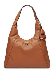 Guess Torebka w kolorze jasnobrązowym - 40 x 56 x 11 cm rozmiar: onesize. Brązowe torby na ramię Guess, z aplikacjami, z materiału, na ramię, bez dodatków. Za 462.29 zł.