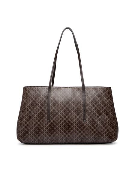 Calvin Klein Torebka Emblem Aop Medium Work Tote LV04F3786G Brązowy ciemny. Brązowe torebki klasyczne Calvin Klein, bez wzorów, ze skóry, bez dodatków. Za 649.99 zł.