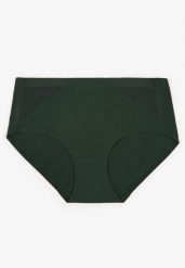 Ciemnozielone Majtki Figi High Waist z Bezszwowym Wykończeniem Kolaniris. Zielone figi Renee, l, bez wzorów, z jeansu. Za 9.99 zł.