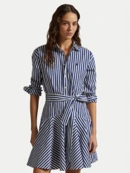 Polo Ralph Lauren Sukienka koszulowa 211929600003 Niebieski Regular Fit. Niebieskie sukienki Polo Ralph Lauren, bez wzorów, z bawełny, bez kołnierzyka, bez ramiączek, koszulowe. Za 839.99 zł.