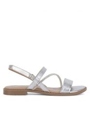 Lasocki Sandały EST-AFIONA-12 Srebrny. Szare sandały Lasocki, bez wzorów, z materiału, bez obcasa, na płaskiej podeszwie, bez zapięcia. Za 129.99 zł.