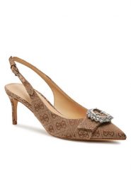 Guess Sandały Branca2 FLJBR2 FAL05 Beżowy. Brązowe sandały Guess, z aplikacjami, z materiału, bez obcasa, na szpilce, bez zapięcia. Za 689.99 zł.