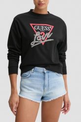 GUESS Czarna bluza damska Love, Rozmiar M. Czarne bluzy sportowe Guess, m, z aplikacjami, bez kaptura. W wyprzedaży za 189.99 zł.