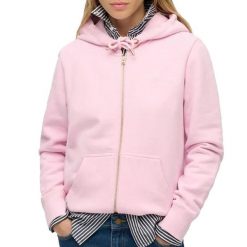Damska bluza z kapturem zapinana na zamek Superdry Essential Logo Hb. Czerwone bluzy Superdry, m, bez wzorów, z bawełny, z kapturem. Za 332.70 zł.