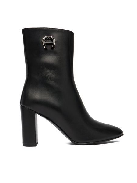 Aigner Botki 1252260 Czarny. Czarne botki Aigner, bez wzorów, ze skóry, bez obcasa, na słupku, bez zapięcia. Za 1,519.00 zł.