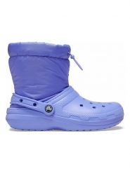 Crocs Kozaki zimowe "Classic Lined Neo Puff" w kolorze fioletowym rozmiar: 41/42. Różowe kozaki Crocs, na zimę, z materiału, bez obcasa, bez zapięcia. Za 197.63 zł.