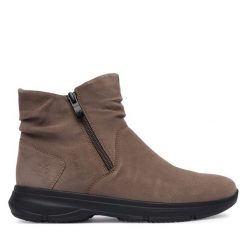 Botki Caprice. Szare botki Caprice, bez wzorów, bez obcasa, na płaskiej podeszwie, bez zapięcia. Za 589.99 zł.