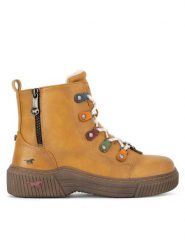 Mustang Botki 1436-601 Żółty. Żółte botki Mustang, bez wzorów, z materiału, bez obcasa, na płaskiej podeszwie, bez zapięcia. Za 303.99 zł.