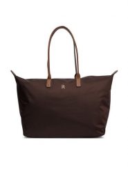 Tommy Hilfiger Torebka Popette Maxi Tote AW0AW17996 Brązowy. Brązowe shopper TOMMY HILFIGER, bez wzorów, z materiału, bez dodatków. Za 449.99 zł.