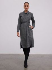 BGN Sukienka w kolorze czarno-szarym rozmiar: 38. Czarne sukienki BGN, na imprezę, bez wzorów, z tkaniny, bez kołnierzyka, bez ramiączek, midi. Za 179.22 zł.