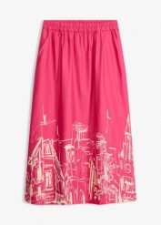 Spódnica midi z czystej bawełny organicznej. Czerwone spódnice bonprix, bez wzorów, z bawełny, eleganckie, midi. Za 69.99 zł.