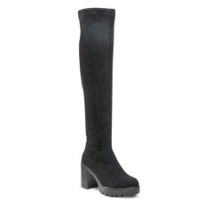Kozaki DeeZee. Czarne kozaki DeeZee, bez obcasa, na słupku, bez zapięcia. Za 219.99 zł.