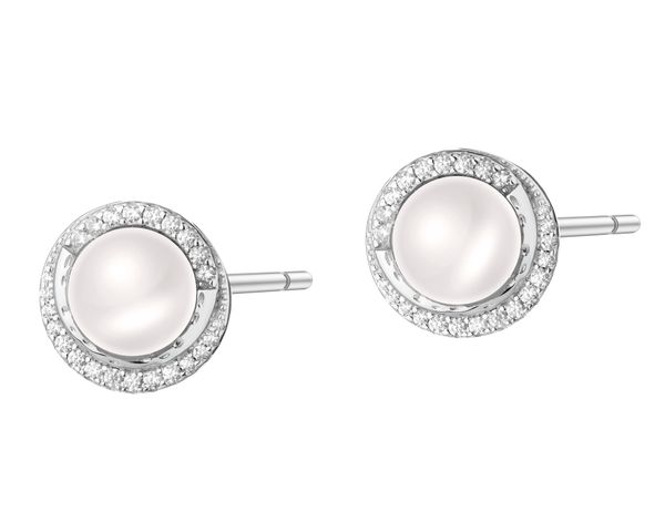 Kolczyki srebrne z perłami i cyrkoniami. Szare kolczyki Apart, z cyrkonią, srebrne. Za 219.00 zł.