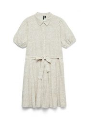 Vero Moda Sukienka w kolorze beżowo-białym rozmiar: XL. Brązowe sukienki Vero Moda, xl, bez wzorów, z bawełny, bez kołnierzyka, bez ramiączek, mini. Za 143.95 zł.