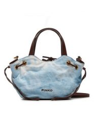 Pinko Torebka Pagoda Small Shopper PE 24 PLTT 102910 A1MB Błękitny. Niebieskie shopper Pinko, bez wzorów, z materiału, bez dodatków. Za 1,069.00 zł.
