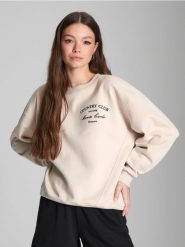 Bluza z haftem - kremowy. Białe bluzy Sinsay, l, bez wzorów, z bawełny, bez kaptura. Za 49.99 zł.