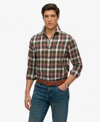 Superdry Koszula Vintage w Kratę z Bawełny Organicznej. Zielone koszule Superdry, l, bez wzorów, z bawełny, klasyczne, bez kołnierzyka, bez ramiączek. Za 296.20 zł.