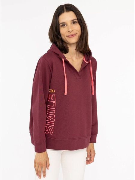 Zwillingsherz Bluza "Smile" w kolorze bordowym rozmiar: L/XL. Czerwone bluzy Zwillingsherz, l, bez wzorów, z kapturem. Za 192.33 zł.