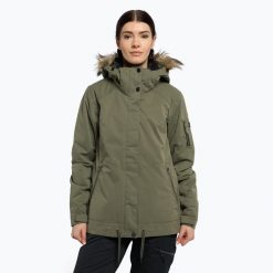Kurtka snowboardowa damska ROXY Meade. Zielone kurtki narciarskie Roxy, xs, bez wzorów, bez kaptura, narciarskie. Za 559.99 zł.