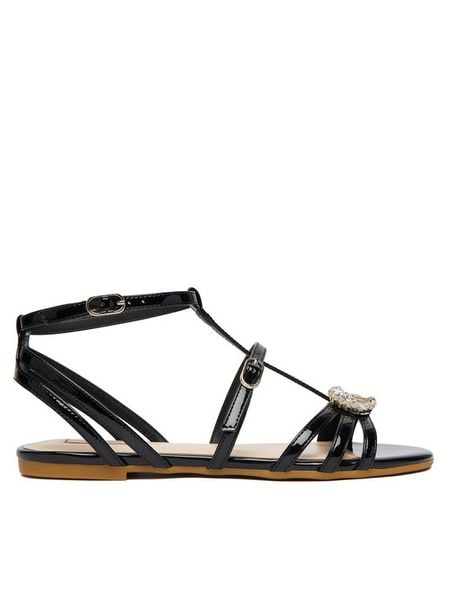 Liu Jo Sandały Sandy 08 SA6121 EX004 Czarny. Czarne sandały Liu Jo, bez wzorów, ze skóry, bez obcasa, na płaskiej podeszwie, bez zapięcia. Za 559.99 zł.