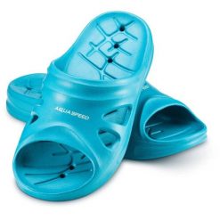 Klapki basenowe dla dorosłych Aqua Speed Florida. Niebieskie klapki Aqua-Speed, bez wzorów, bez obcasa. Za 49.99 zł.