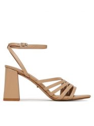 DeeZee Sandały LE527-5 Beżowy. Brązowe sandały DeeZee, bez wzorów, z materiału, bez obcasa, na słupku, bez zapięcia. Za 129.99 zł.