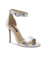 Nine West Sandały WFA2646-1 Srebrny. Szare sandały Nine West, bez wzorów, ze skóry, bez obcasa, na szpilce, bez zapięcia. Za 229.99 zł.